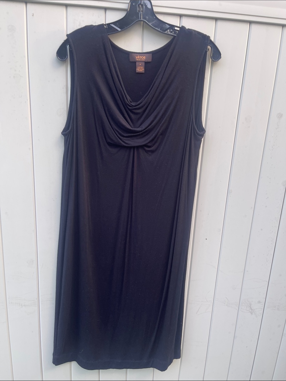 Victor Alfaro Black Sleeveless Drape Neck Dress